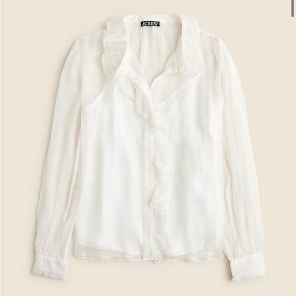 J crew Ruffle button-up shirt in crinkle chiffon - Picture 1 of 2